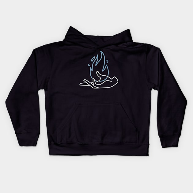 RETRO FLAME - Hand on fire (Print on back) Kids Hoodie by JosanDSGN